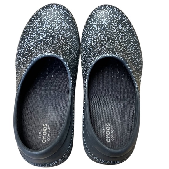 Crocs At Work Neria Pro II Clog Shoes Womens 9 Black Gray Speckle Slip on - Picture 4 of 9